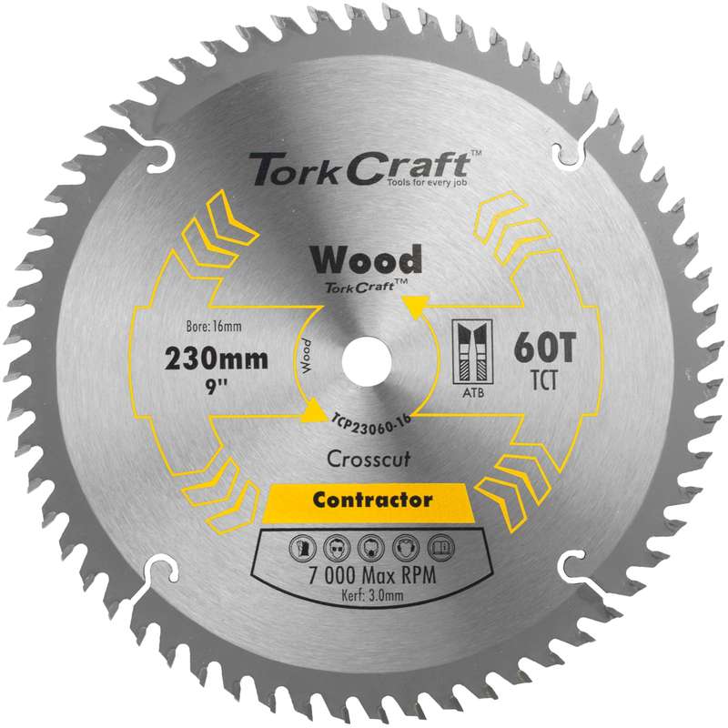 Tork Craft Blade Contractor 230 X 60t 16mm Circular Saw Tct