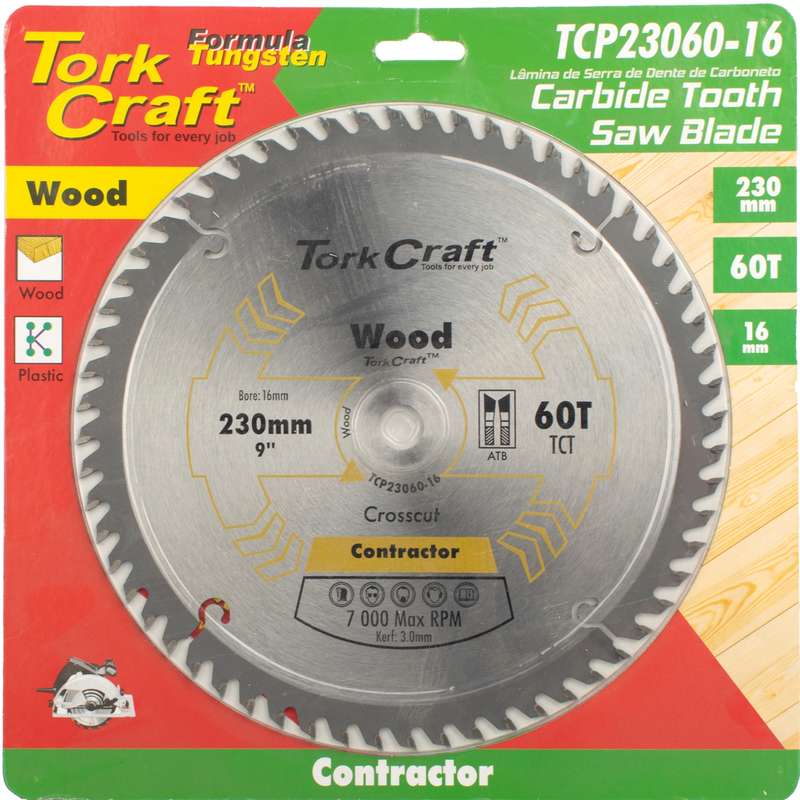 Tork Craft Blade Contractor 230 X 60t 16mm Circular Saw Tct