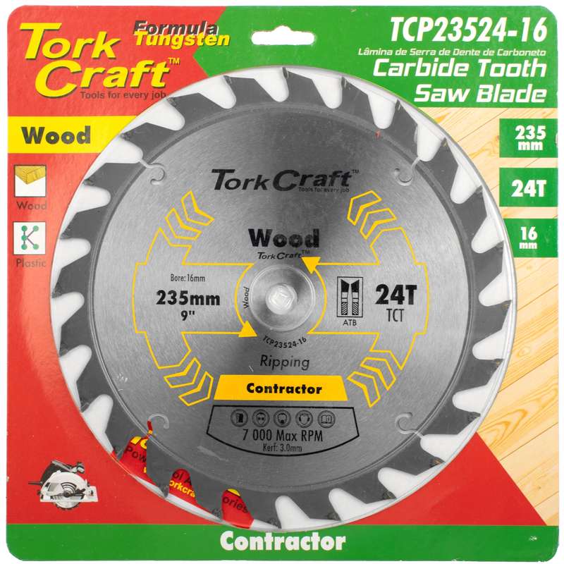 Tork Craft Blade Contractor 235 X 24t 16mm Circular Saw Tct