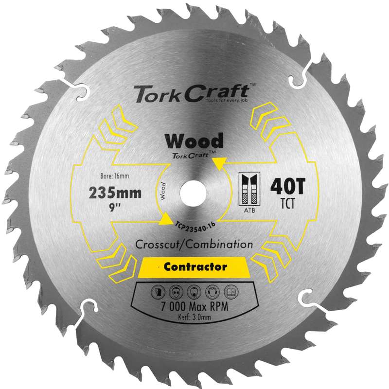 Tork Craft Blade Contractor 235 X 40t 16 Circular Saw Tct