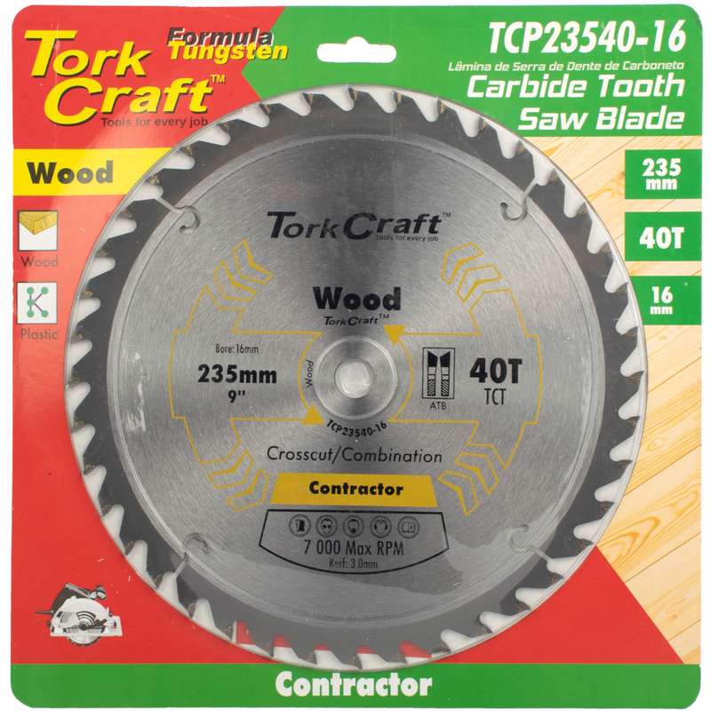 Tork Craft Blade Contractor 235 X 40t 16 Circular Saw Tct