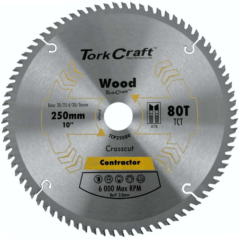 Tork Craft Blade Contractor 250 X 80t Atb 30/16 Circular Saw Tct