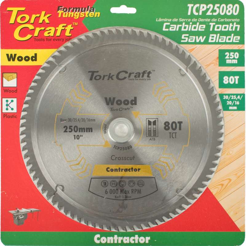 Tork Craft Blade Contractor 250 X 80t Atb 30/16 Circular Saw Tct