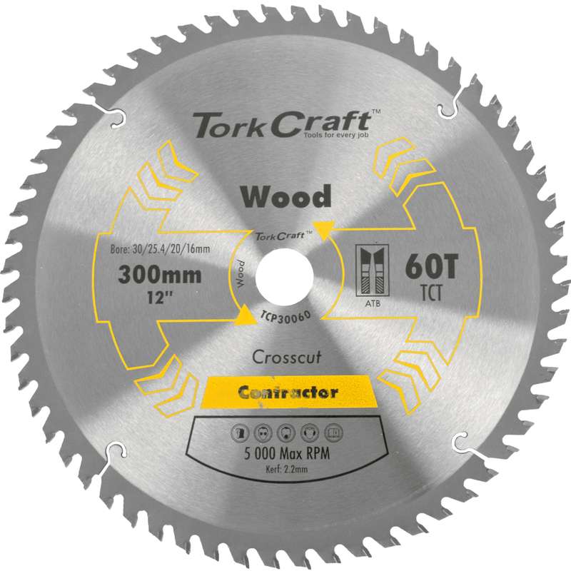 Tork Craft Blade Contractor 300 X 60t 30/1/20/16 Circular Saw Tct