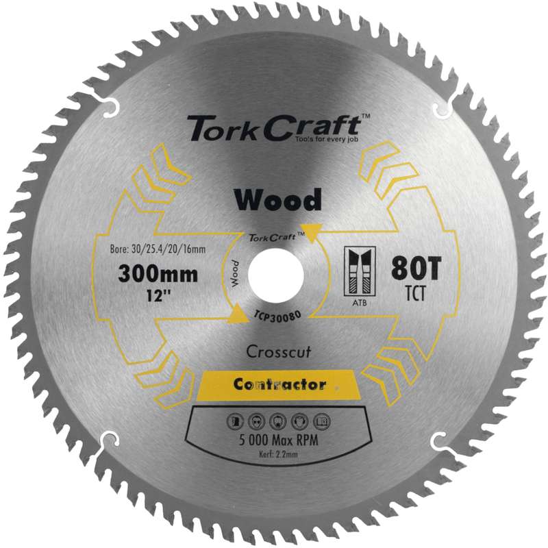 Tork Craft Blade Contractor 300 X 80t 30/1/20/16 Circular Saw Tct