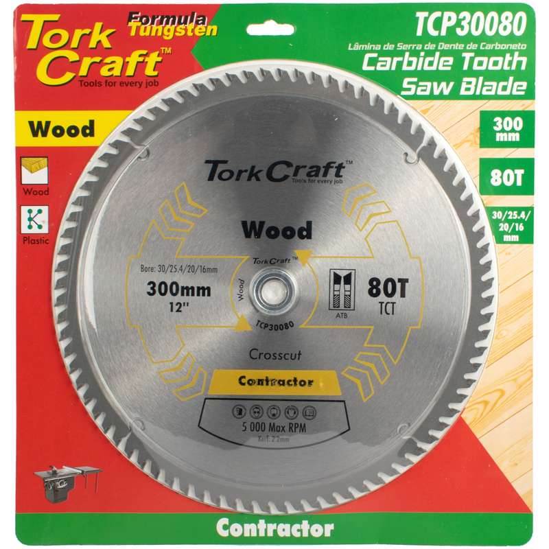 Tork Craft Blade Contractor 300 X 80t 30/1/20/16 Circular Saw Tct
