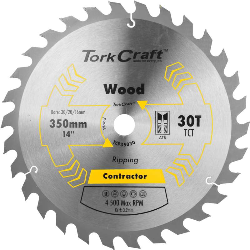 Tork Craft Blade Contractor 350 X 30t 30/1 Circular Saw Tct