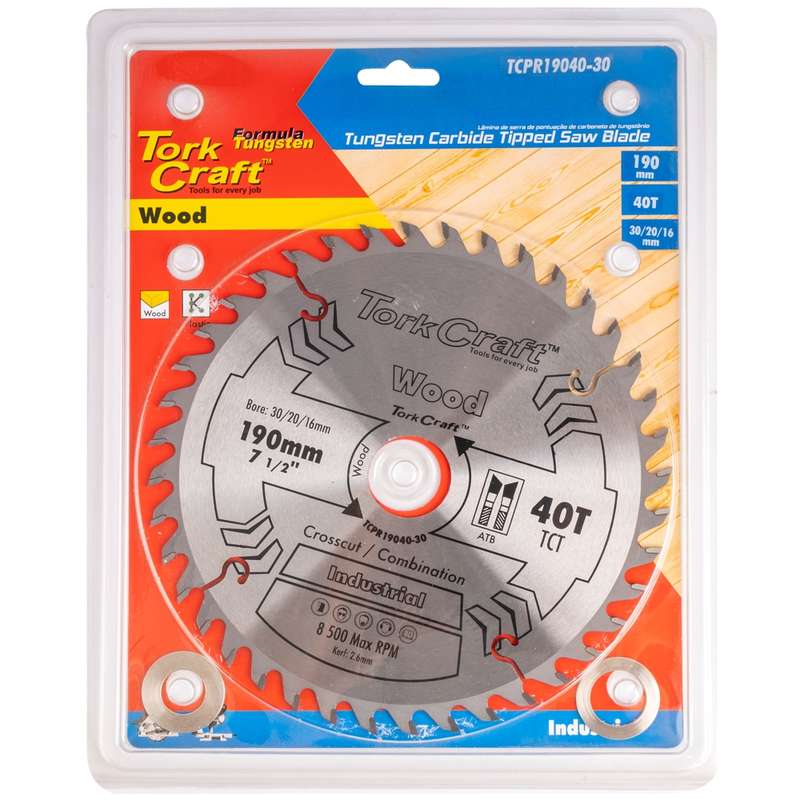 Tork Craft Blade Tct 190 X 40t 30/20/16 Atb Positive Profesional Industrial