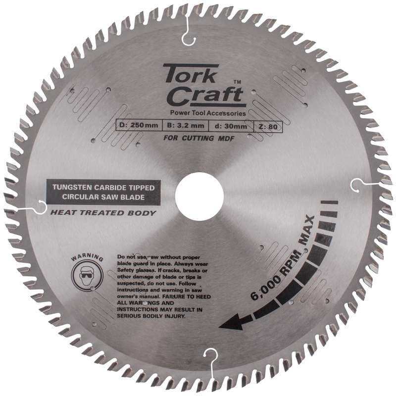 Tork Craft Blade Tct 250 X 80t 30mm Alum Tcg Negative Profesional Industrial