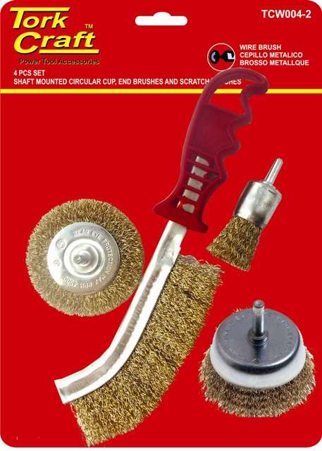 Tork Craft Wire Brush Set 4pce With Hand Brush