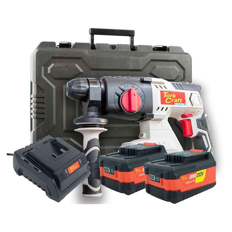 Tork Craft Rot.hammer Sds 20v Tc20190 C/w Std. Charg. & 2 X 4.0ah Batteries