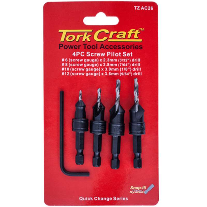 Tork Craft Screw Pilot/countersink Set 4pce