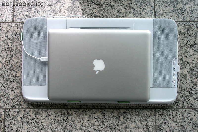 Logitech Lapdesk. Offers a Cooling Fan, Immersive Audio and Increased Comfort