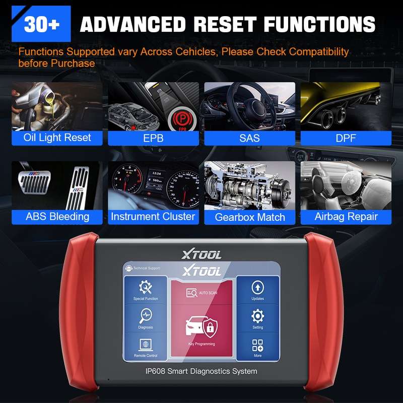 XTOOL InPlus IP608 reset functins