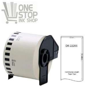 Bro DK22205 (DK-22205) 62mm x 30.48mm Continuous Length Label (Compatible)