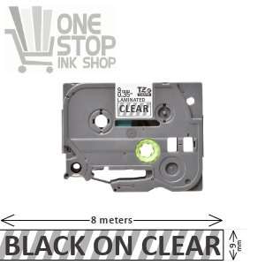 Bro TZ121 (TZe-121) 9mm Black on Clear Laminated Tape - 8 meter (Compatible)