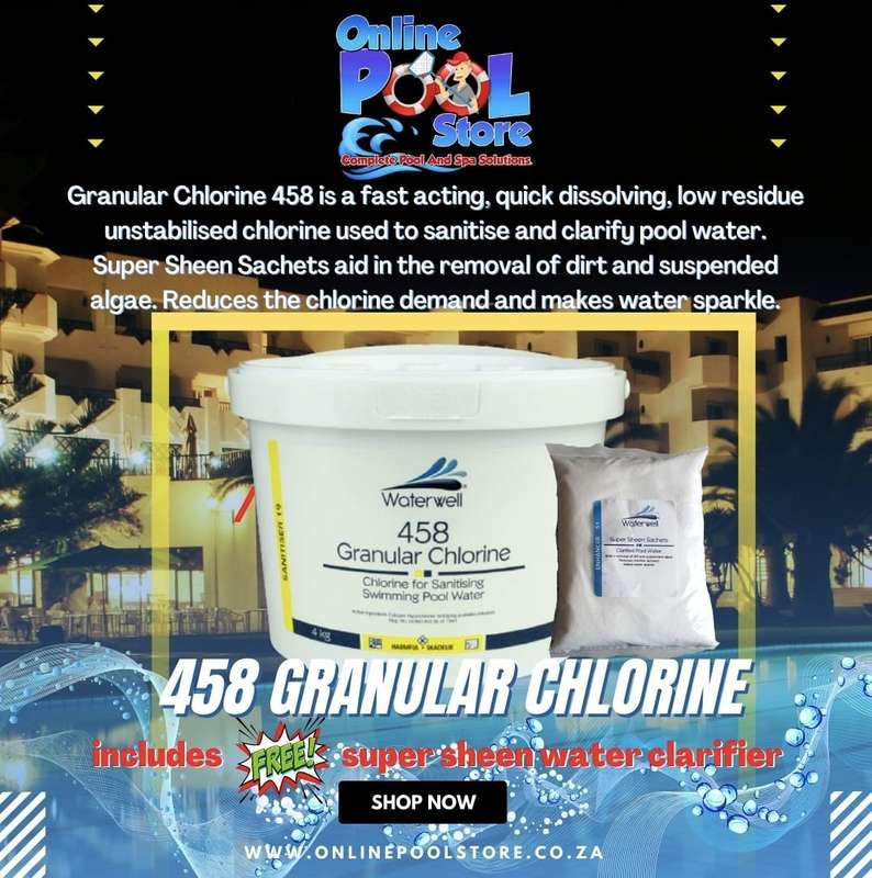 POOL CHLORINE WATERWELL PROFESSIONAL 458 10KG (FREE WATER CLARIFIER INCLUDED)