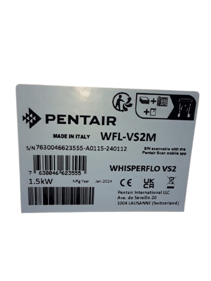 POOL PUMP PENTAIR INTELLIFLO WHISPERFLO VS2