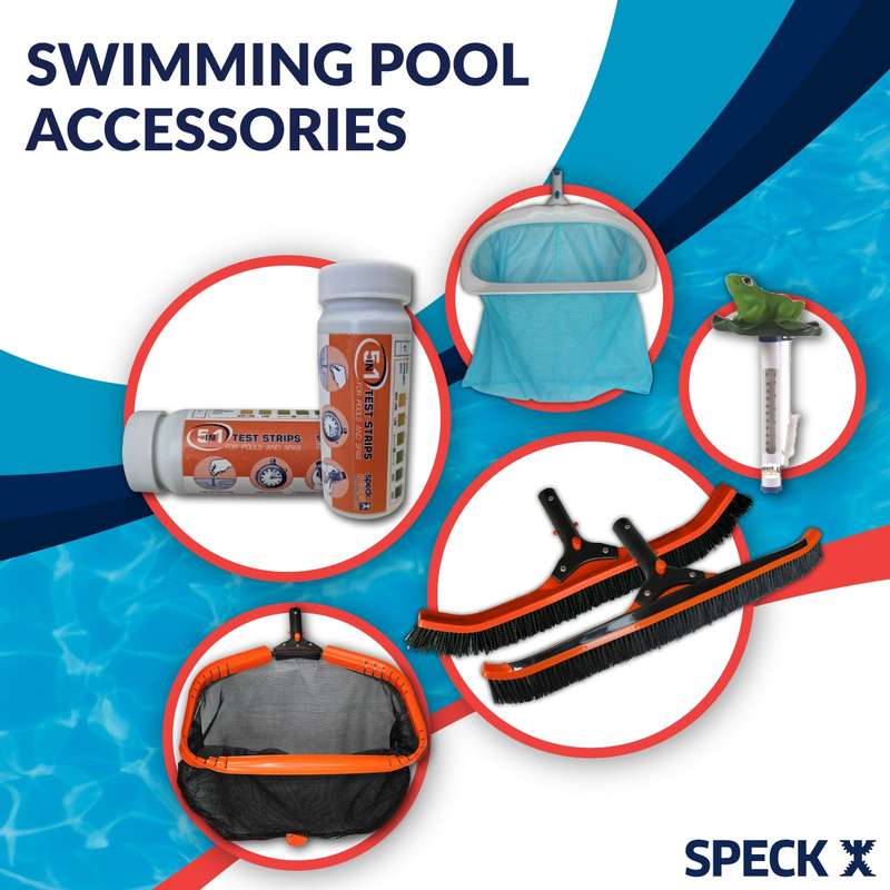 POOL LEAF RAKE DELUX WHITE WITH V-CLIP SPECK
