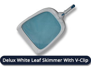 POOL LEAF SKIMMER DELUX WHITE HEAVY DUTY WITH V-CLIP
