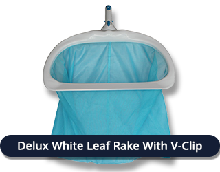POOL LEAF RAKE DELUX WHITE WITH V-CLIP SPECK