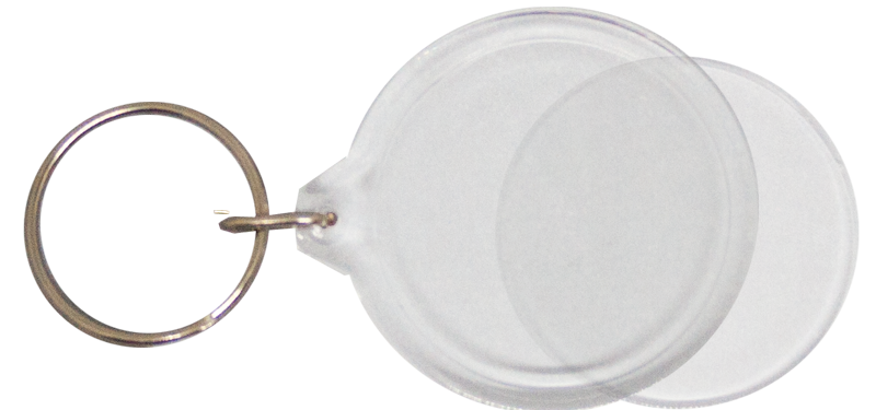 Blank Acrylic Keyring Round (36mm diameter) Photo, clip-in keychain, Photo frame keytag