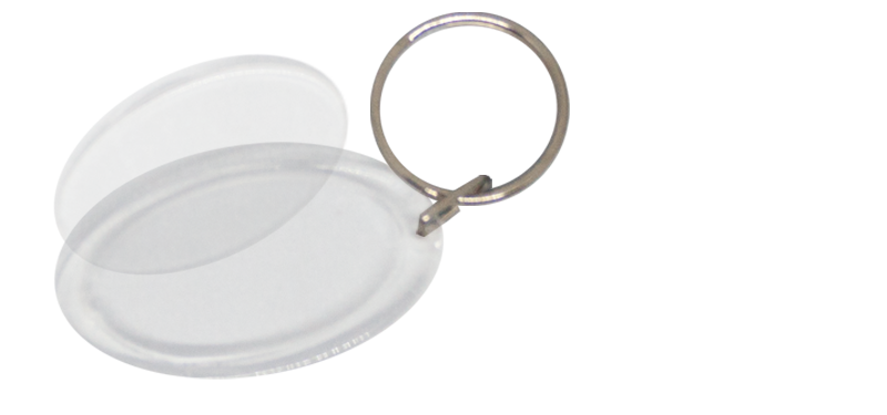 50pcs Blank Acrylic Keyring Oval Shaped (22mm X 39mm)