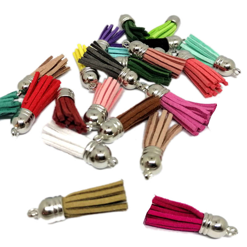 50pcs Tassel 35mm Mixed Colours - With silver cap