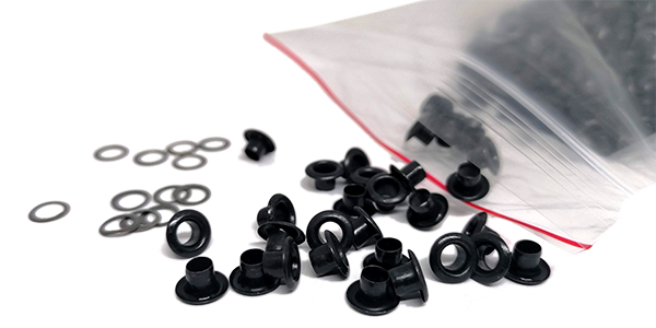 Eyelet, 4mm BLACK (COPPER) with Washers, Bulk pack, ~5000pcs
