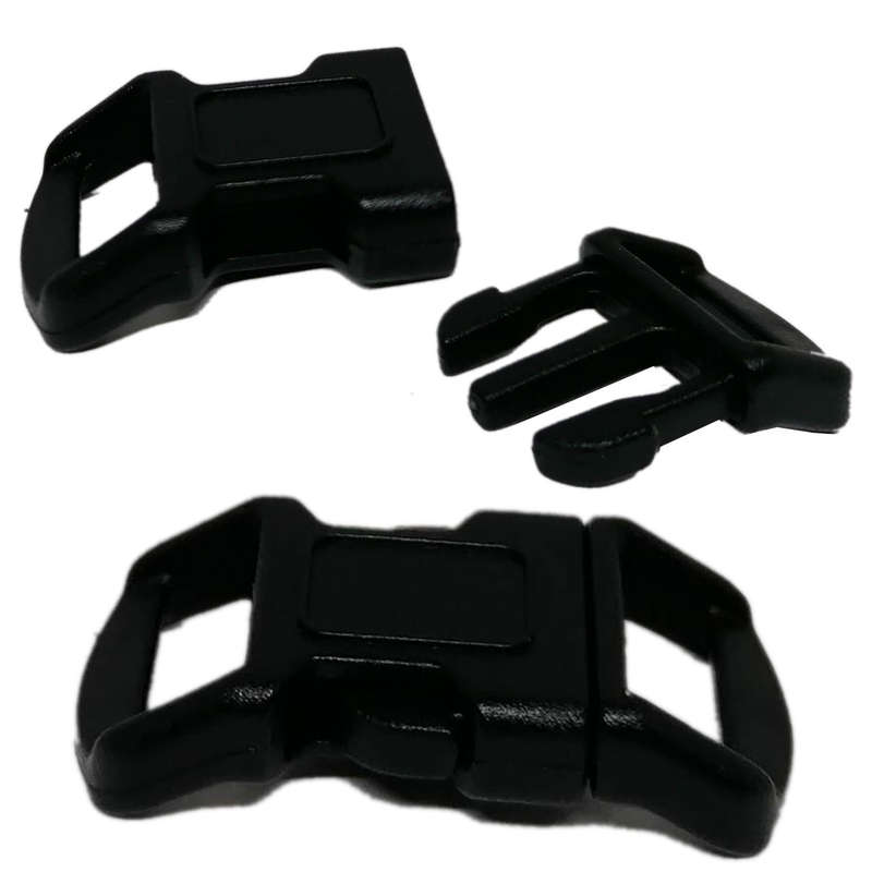 25pcs Buckle 11mm Small, Contour, Black, Quick release, Plastic