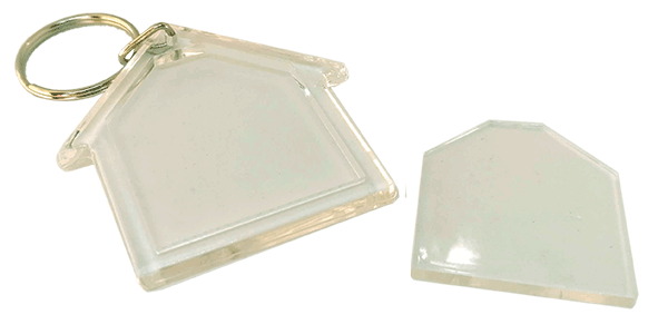 300pcs Blank Acrylic Keyring House Shaped (35mmx40mm)