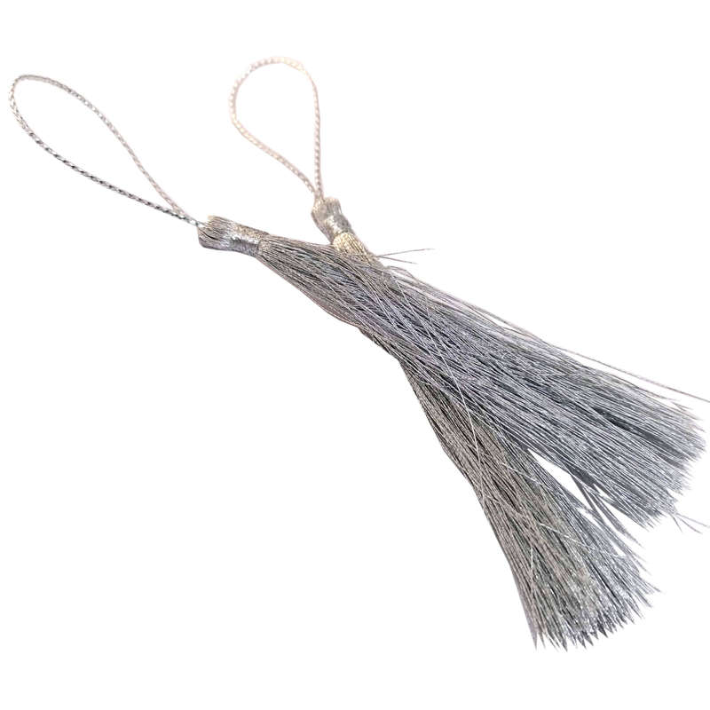 10pcs Tassel, Silk Metallic Silver