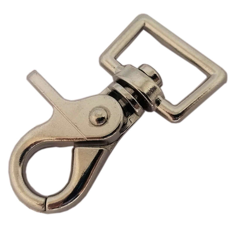Heavy Duty lobster hook with square eye, Silver