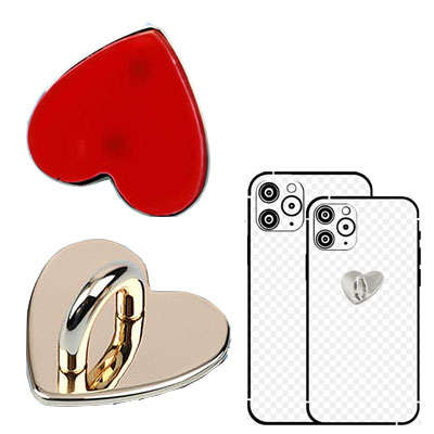Attachment clip for phone, Heart shaped, Gold
