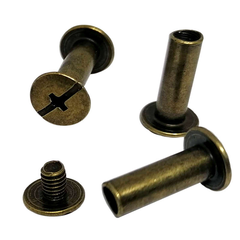 Interlocking screw 25mm, Antique Brass