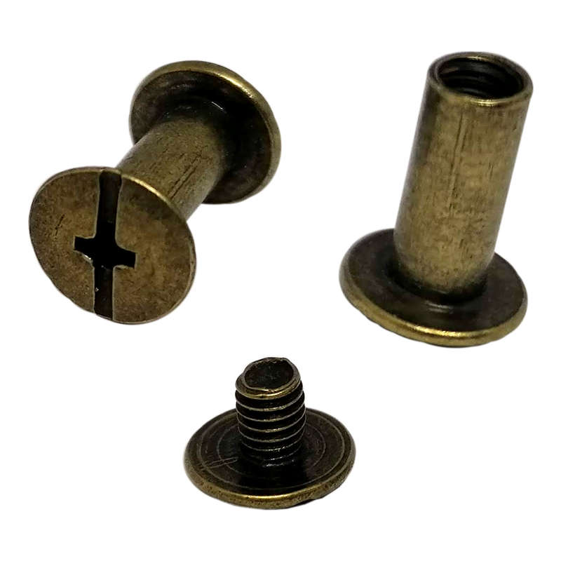 Interlocking screw 12mm, Antique Brass