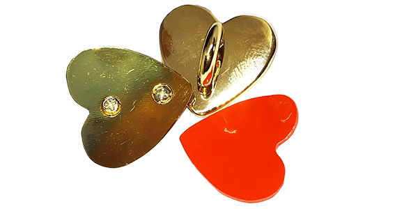 Attachment clip for phone, Heart shaped, Gold
