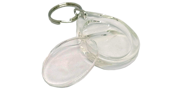 Blank Acrylic Keyring (28mm X 37mm) Teardrop, Clip-in photo frame keychain