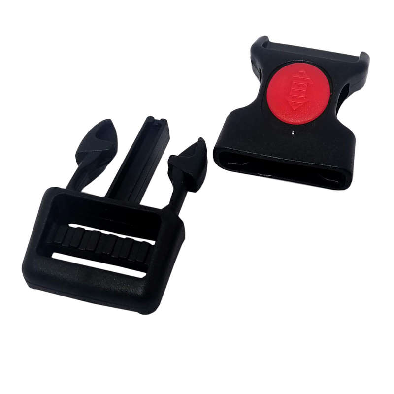 Buckle 25mm with lock, Black, Quick release, Plastic