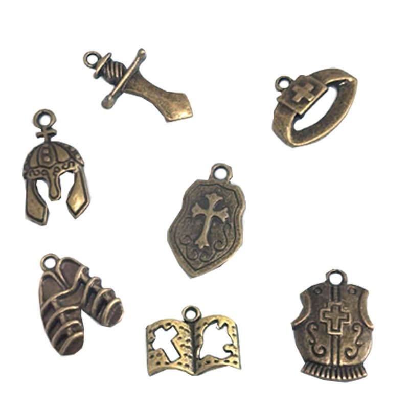 Charm, Armor Of God - Antique Brass (7 Charms)