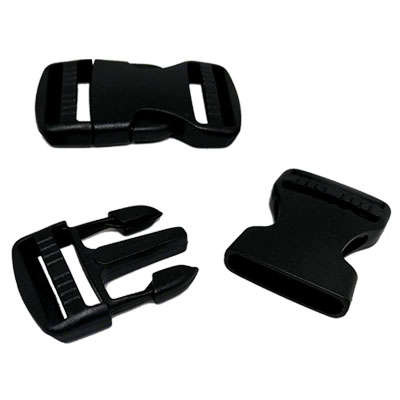 25pcs Buckle 15mm, Black, Quick release, Plastic