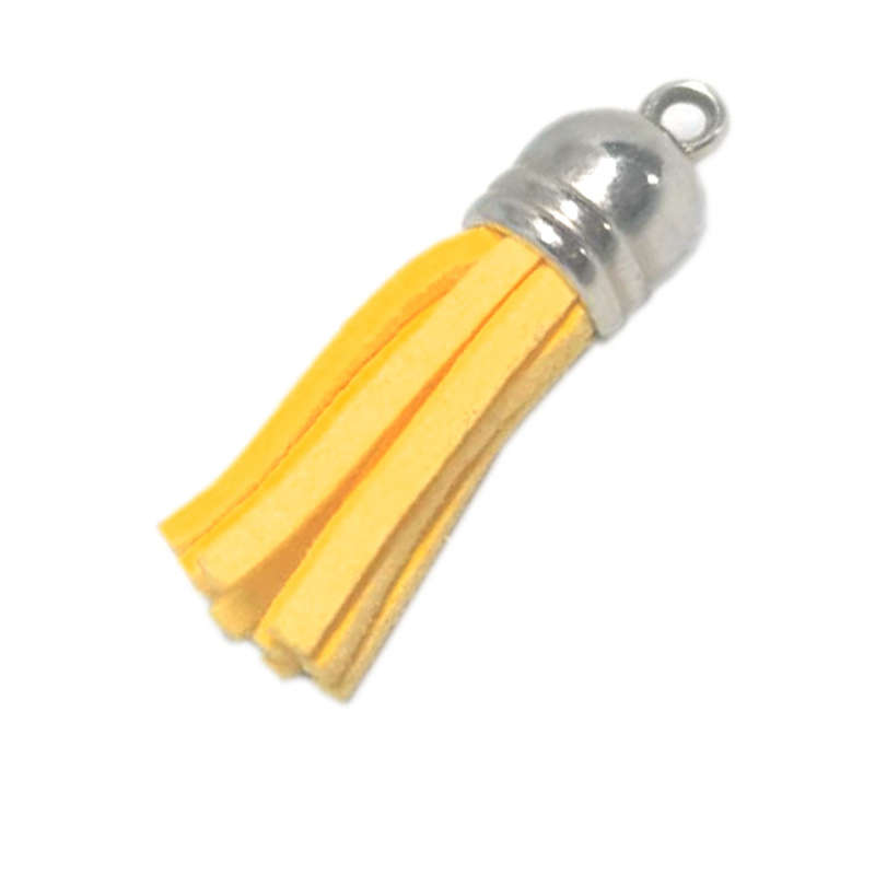 10pcs Tassel Yellow with Silver cap