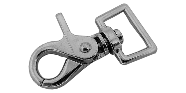 Heavy Duty lobster hook with square eye, Silver