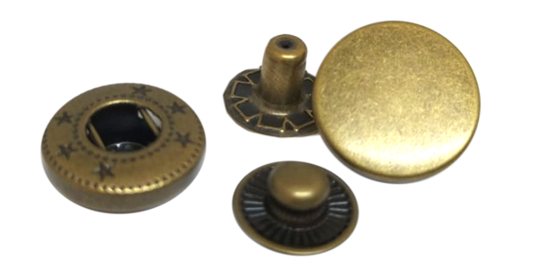 100pcs Press Stud 15mm Antique Brass