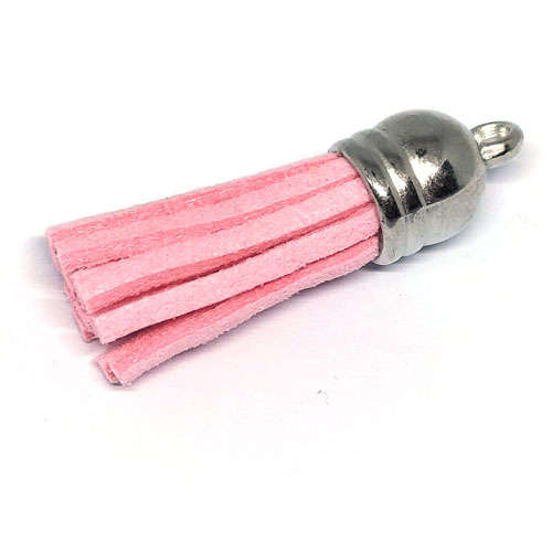 10pcs Tassel Candy Pink with Silver cap