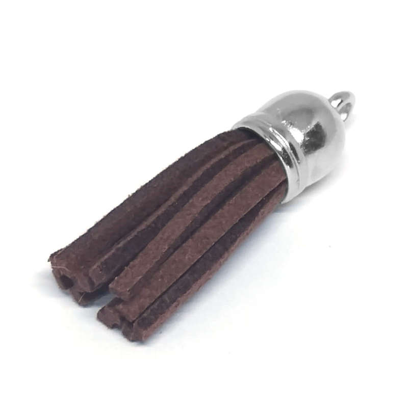 10pcs Tassel Dark brown with Silver cap