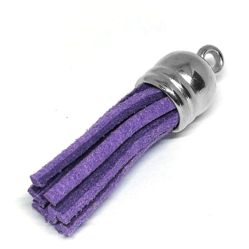 10pcs Tassel Purple with Silver cap