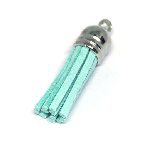 6pcs Tassel Aqua with Silver cap