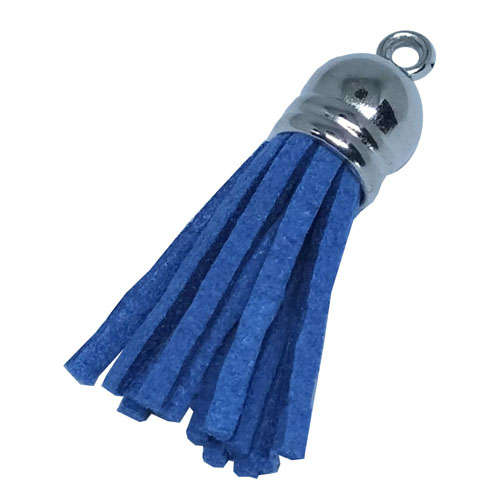 10pcs Tassel Blue with Silver cap