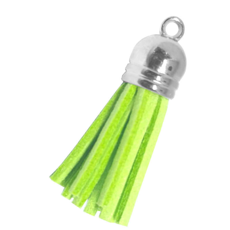 10pcs Tassel Lime with Silver cap